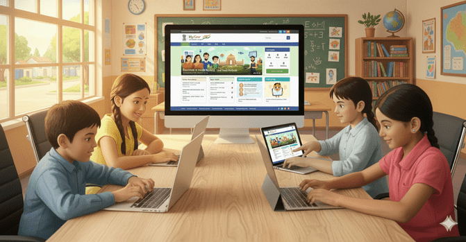 Children's quizzing website ilustration