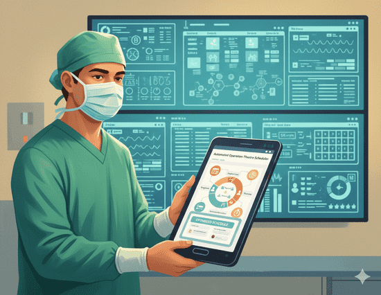 Automated hospital operation theatre scheduling system illustration